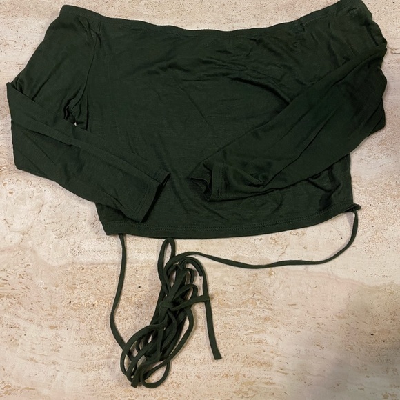 Off the Shoulder Waist-Tie Crop Top - Picture 3 of 3